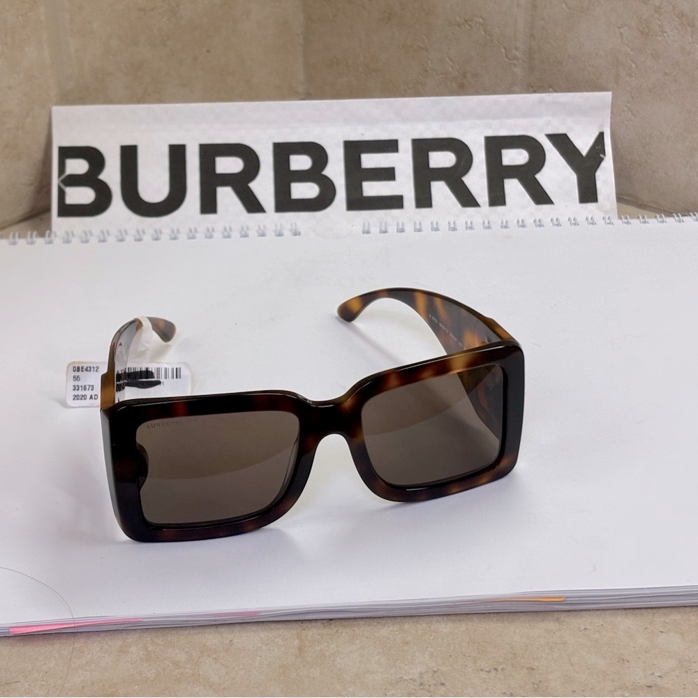 New Burberry B4312 3316/73 Light Havana Square Sunglasses - Picture 5 of 12